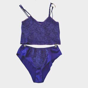 VTG Victoria Secret lingerie set size small camisole flutter panty purple gold l